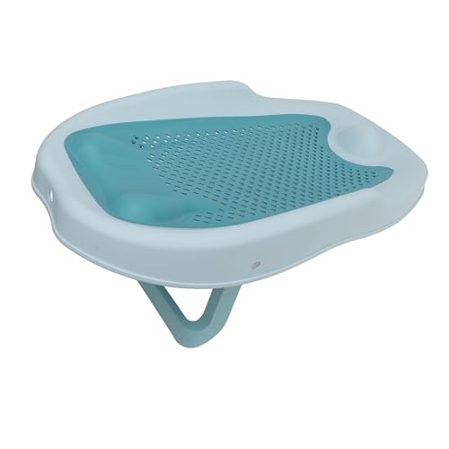 Baby Bath Support for Bathtub or Sink, Home Foldable Ergonomic Heart Shaped Sink, Rinse Tubs Hollow Pattern Infant Holder Rack Pink Bather Newborn to Toddler Tub with Three (Blue)