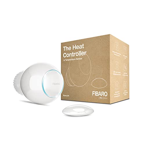FIBARO The Heat Controller Starter Pack / Z-Wave Plus Heizungsthermostat, Wärmeregler mit Temperaturfühler, FGT-PACK