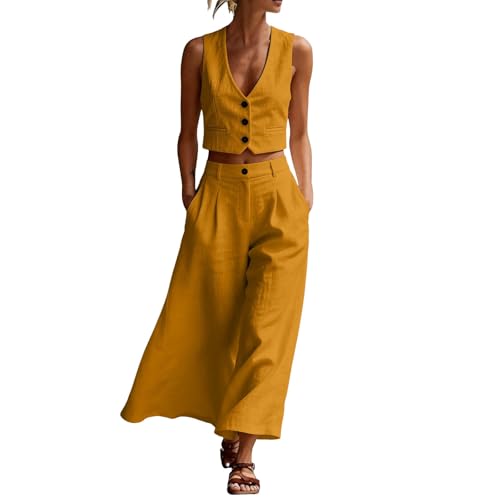 Trajes de mujer de 2 piezas con pantalón holgado de pierna ancha que estiliza tu figura