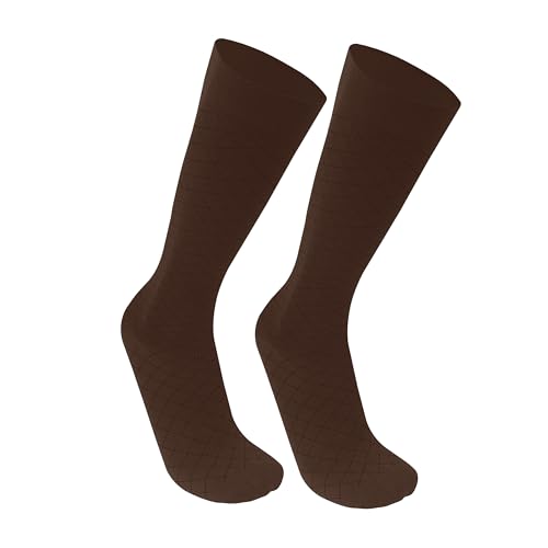 Image of Truform Pattern Compression Socks, 8-15 mmHg, Men & Women's Diamond Knit Dress Socks, Knee High Over Calf Length, Charcoal, Medium