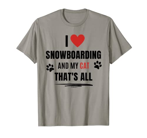 Funny Snowboarding & Cat Lover T-Shirt for Men Women