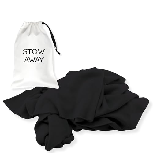Jet&Bo 100% Cashmere Lightweight Travel Wrap, Shawl & Scarf Black, Storage Bag + Gift Box