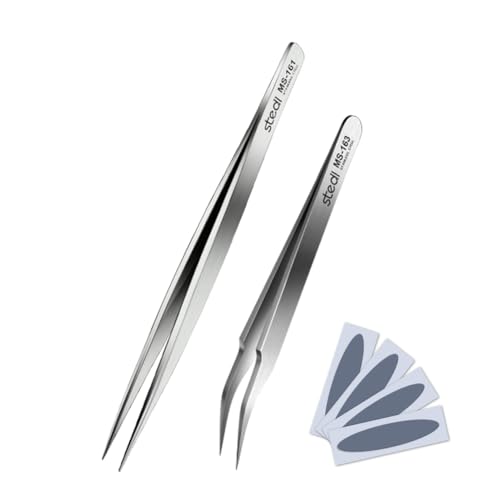 stedi 2PCS Precision Thickened Tweezers Set, Model Hobby Making Tools,Ultra-Precision Premium Stainless Steel Tweezers for Gundam, Scale Military Model, 3D Resin Parts, Industrial Tweezers