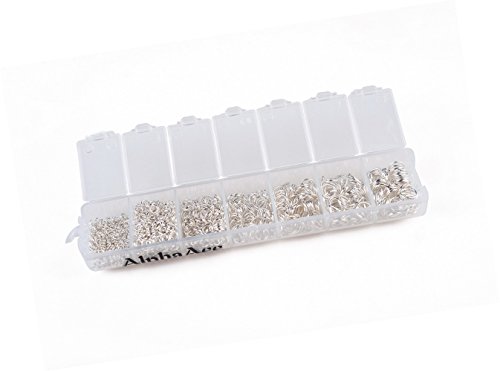 Alphaacc 1500 Silver Plated Jump Rings 3mm to 8mm with Container