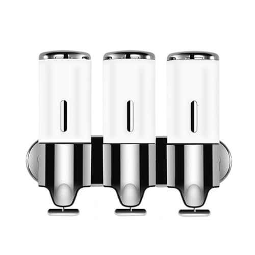 Rjktmox シャンプーディスペンサー 壁掛け 大容量 シャンプーボトル 取り付け簡単 500ml バスルーム用品に最適 家庭やホテルに最適 シャンプー、コンディショナー、ボディウォッシュ、洗顔料、手指消毒剤ディスペンサー 3つのコンテナ (スタイル2)