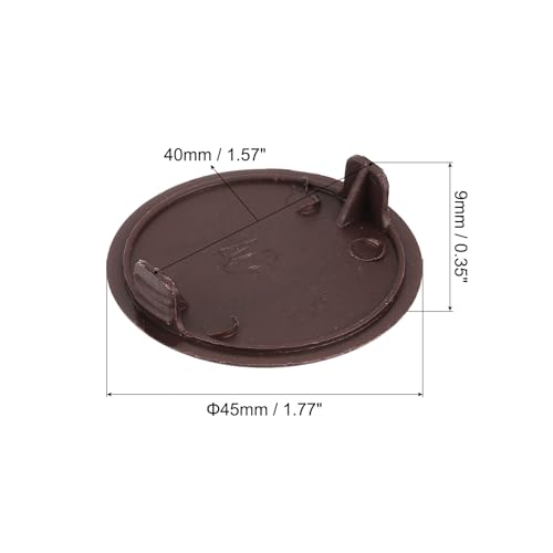 Image of uxcell 10Pcs Hinge Hole Covers, 40mm(1-9 /16 inch) Dia Plastic Concealed Hole Cover Round Flush Type Caps for Furniture Cabinet Cupboard, Brown