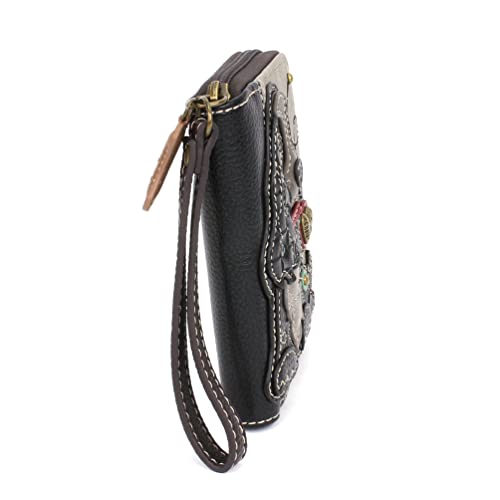 Image of CHALA Zip Around Wallet, Wristlet, 8 Credit Card Slots, Sturdy Pu Leather - Black Cocker Spaniel - Gray