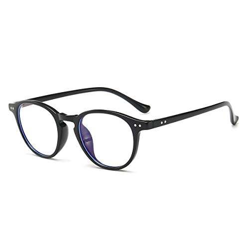 Blaulichtfilter Brille Computerbrille ohne sehstärke Anti-Blaulicht Klassische Rund Frame Gaming Brille für Damen Herren Schwarz