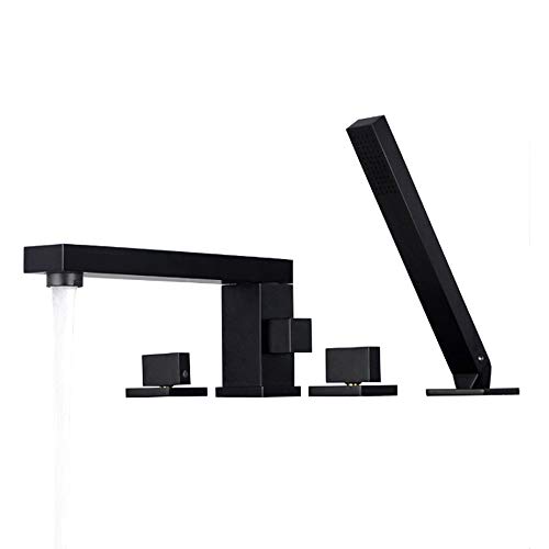 Robinetterie baignoire 4 trous noire avec douchette 2 fonctions