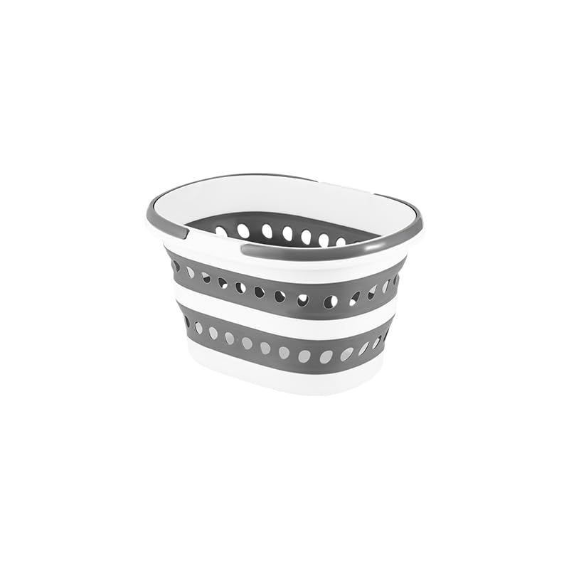 Gorocking 折りたたみ ランドリーバスケット 16L/28L ランドリー収納 洗濯 おしゃれ (グレー, 16L)