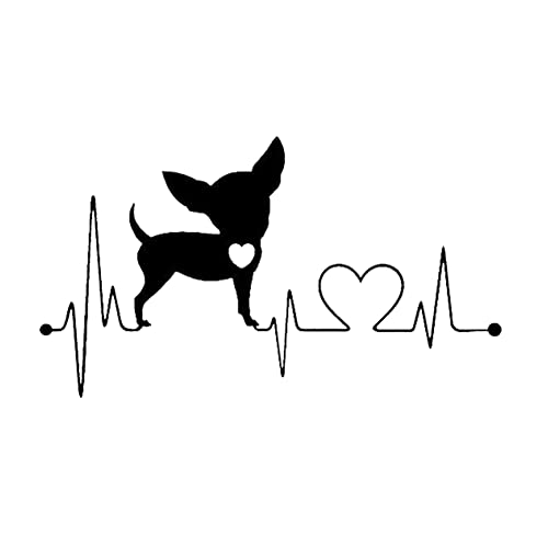 Herzschlag Hunde Aufkleber, 2 Stück Chihuahua Dog Heartbeat Love Sticker Reflektierende Lustige Aufkleber Auto JDM Sticker Tier Autoaufkleber wasserdichte Sticker für Auto LKW Computer Laptop