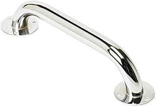 Homecraft Steel Ringwood Grab Bar, Safety Rail and Mobility Aid for Bathroom and Shower, Elderly, Disabled, Indoor and Outdoor Attachment , Chrome or White Expoxy Finish 12"