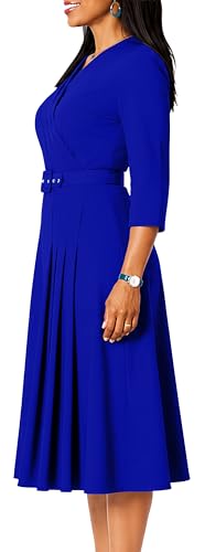 Image of ZVO Business Work Dress for Women Elegan Church V-Neck A Line Midi Dresses