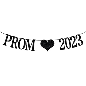 Prom 2023 Banner, Class of 2023 Hign School/College Graduation Party Decorations Supplies, Black Glitter