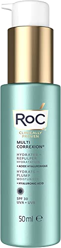 RoC - Multi Correxion Hydrater + Repulper Crème Hydratante SPF30 - Traitement Anti-Rides - Protection contre les UVA/B - Acide Hyaluronique - 50 ml