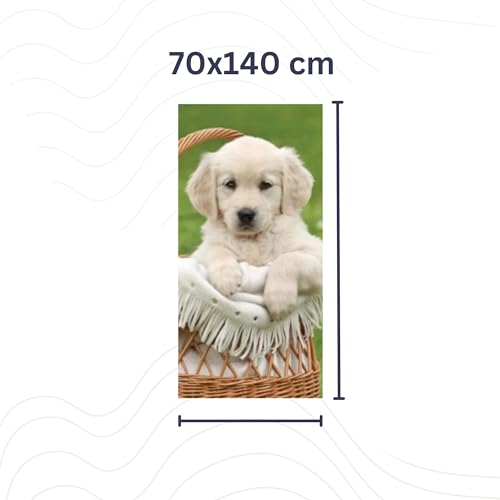 damaloo Hunde Kinder Handtuch groß aus Baumwolle – Hundewelpen Badetuch für Jungen, Mädchen & Erwachsene - XXL Duschtuch 70x140