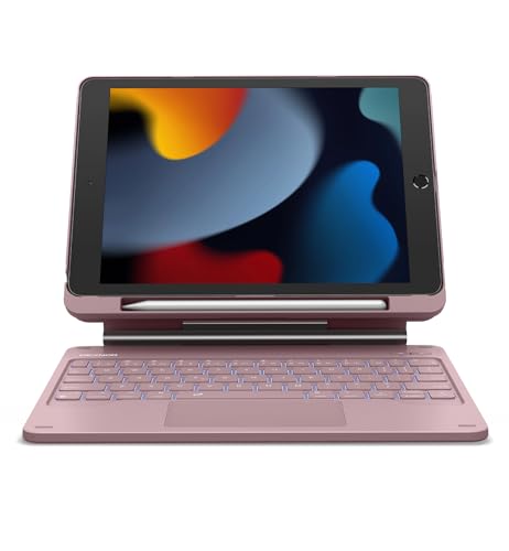 Image of Dexnor for iPad 9th Generation Case with Keyboard Floating Cantilever Magnetic Stand Multi-Touch Trackpad Backlit Pencil Holder Magic Style Keyboard for iPad 9th /8th /7th Generation 10.2 inch, Peony Pink