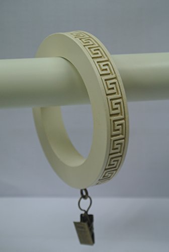 Urbanest Set of 8 Large Greek Key Designer Curtain Rings in Ivory