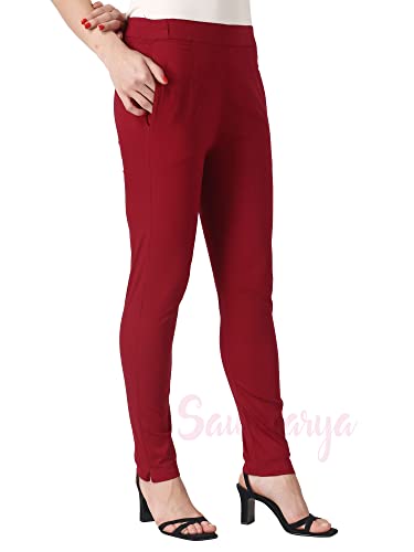 Image of Saundarya Women's Regular Fit Stretchable Cotton Trousers Pants