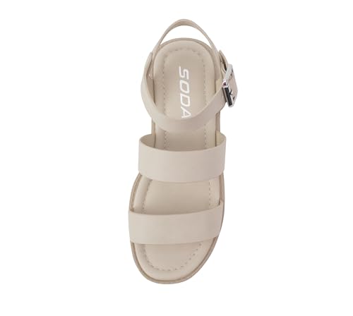 Image of Soda ACCOUNT-2 ~ Little Kids /Children /Girls Open Toe Two Bands Lug sole Fashion Block Heel Sandals with Adjustable Ankle Strap