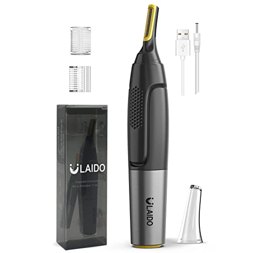 ULAIDO Titanium Hair Trimmer for Men, USB Rechargeable Lighted Personal Beard Trimmer for Eyebrow/ Nose/ Ear & Facial, Electric Nose Hair Trimmer for Men As Seen on TV with Max Storage Bag