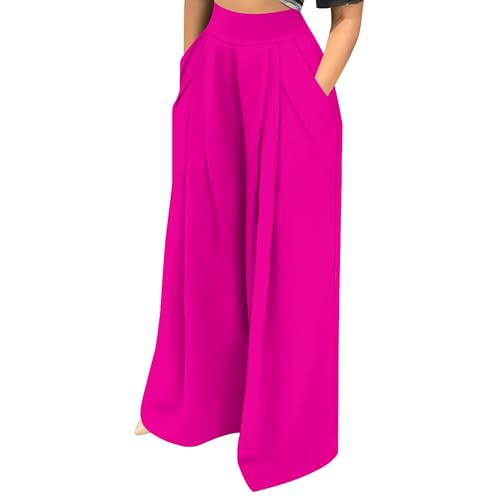 Palazzo Pants for Women Dressy High Waisted Wide Leg Pants Stretchy Loose Fit Casual Trousers with Pocket