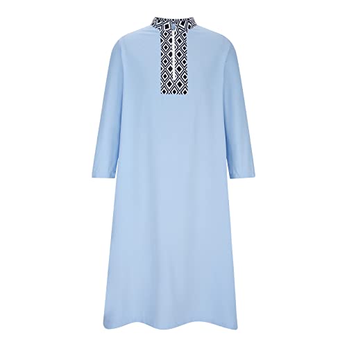 Zeiyignr Men's Saudi Arabic Thobe Ethnic Caftan Long Sleeve Dubai Robe Ramadan Muslim Dress Middle East Islamic Clothing2