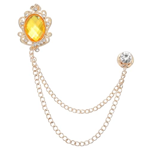 Image of PATIKIL Gem Hanging Chain Brooch Pins, Rhinestone Men's Gem Brooch Suit Pins Lapel Pins for Women Men