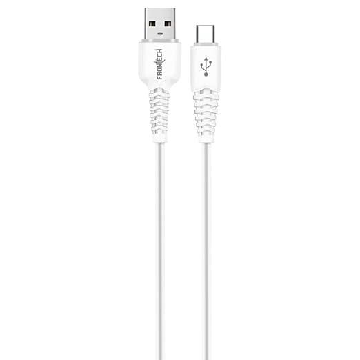 FRONTECH 12W / 2.4A Fast Charging 1M PVC USB to Type-C Data Cable for Smartphones, Tablets, Laptops & other Micro USB Type-C Devices, Charging and Data Sync (1024 - White)