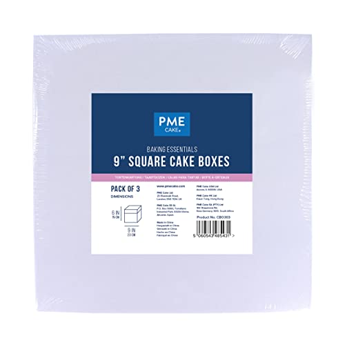 PME Baking Essentials - Square Cake Box 22 cm / 9-inch, Set of 3, White, 9 x 9 inches - Image 4