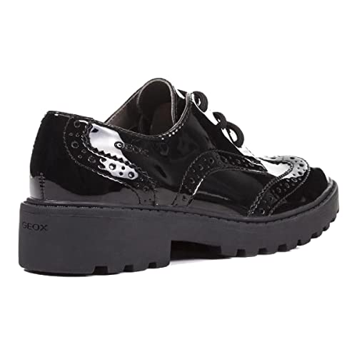 Geox Girl's J Casey 6 Flat, Black, 37 EU(5 M US Big Kid)4