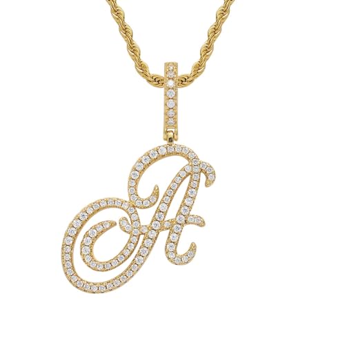 RICHTRUE Y2k Necklace R Letter Necklace Diamond Necklaces for Women 2000s Fashion Mcbling Custom Necklace (A-Golden)