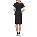 S.L. Fashions Women's Midi V-Neck Sheath Cocktail Dress w/Flutter Sleeves, Wedding Guest (Petite and Regular Sizes), Black