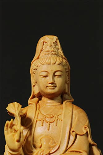 Estatua de Quan Yin en madera tallada 16x6 cm miniatura 3