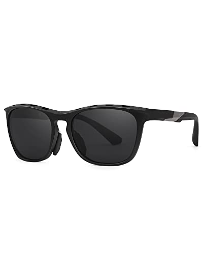 LVIOE Gafas de sol polarizadas para hombre, marco cuadrado, ideales para correr, conducir, pesca, protección UV400, Black Cover