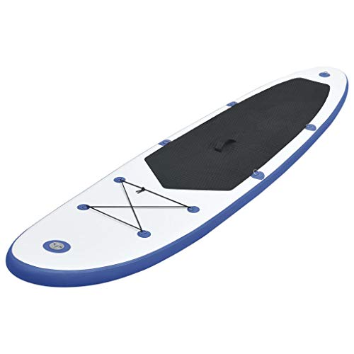 Festnight Set de Tabla Inflable de Paddle Surf SUP abTla de Paddle Surf Azul y Blanco 390 x 81 x 10 cm