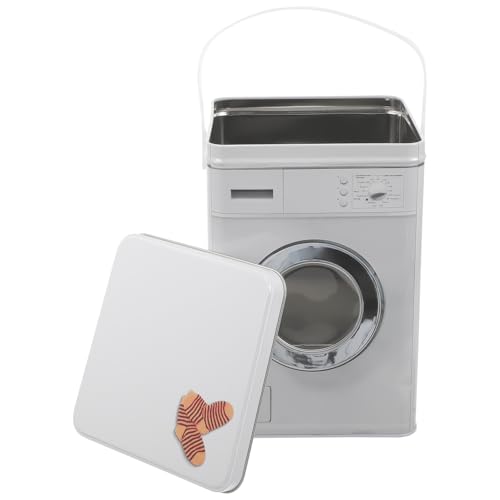 Beaupretty Caja de Almacenamiento de Detergente Polvo Metalizada con Forma de Lavadora Cubo de Gran Capacidad para Lavandería y Contenedor Duradero para Polvo y Objetos Varios