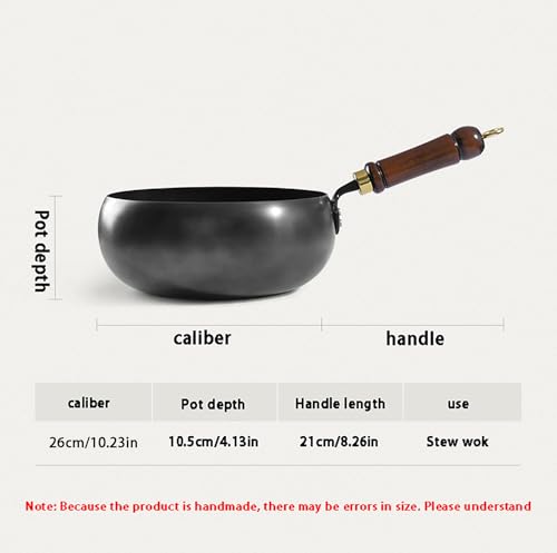 Wok de hierro forjado japonés con tapa de madera 26 cm miniatura 2