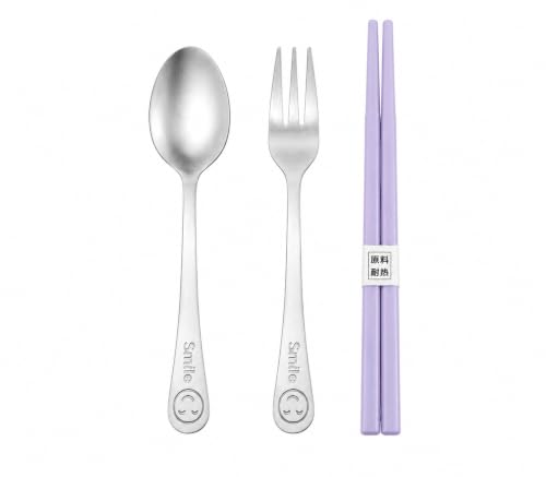 Image of Kids Cutlery Set with Box | Stainless Steel Spoon /Fork /Chopsticks | BPA-Free Food Grade Portable Lunch Utensils for School, Travel, Picnic & Camping