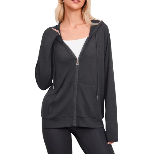 Image of Witsmile Zip Up Hoodie Women Oversized Sweatshirt Long Sleeve 2026 Fall Outfit Lightweight Jackets Workout Clothes