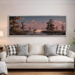 Toile zone humide marécageuse décoration murale cyprès XINBAO - 3