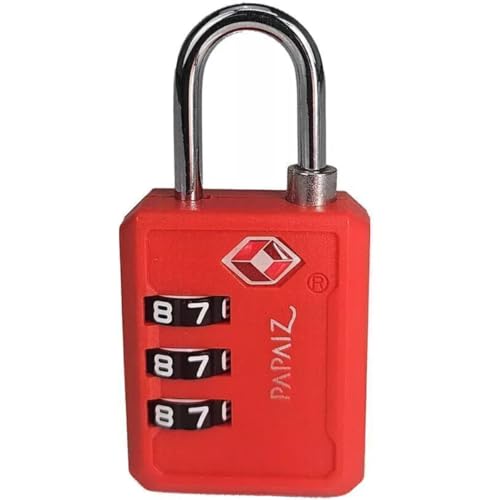 Cadeado Com Segredo Numérico 3 Dígitos Tsa Zamac 30pl Papaiz (Vermelho)