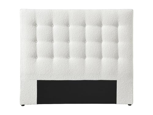 Vente-unique - Tête de lit capitonnée 140 cm - Tissu Bouclette - Blanc - Francesco