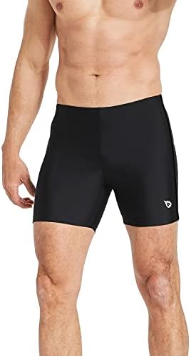 BALEAF Men's Athletic Quick Dry Compression Square Leg Jammers Swim Brief Swimsuit Black Black Size M