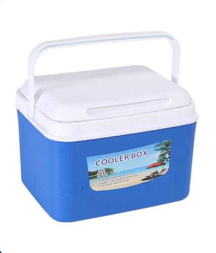 Nihigクーラーボックス エクストリーム クーラー大容量5L/8L/13L/26L/38L アウトドア キャンプ キャスター付 ハードク 冷蔵ボックス釣り家庭用大小の鮮度保持ボックスポータブル断熱バケツ屋外冷蔵庫断熱ボックスアイスバケツ (ブルー,5L)