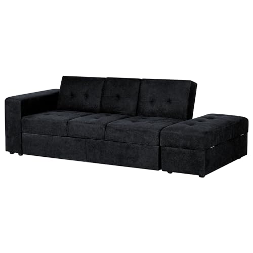 Couch Gästebett Sofa 3er Dreisitzer mit Bettkasten schwarz modern Falster – Bild 5