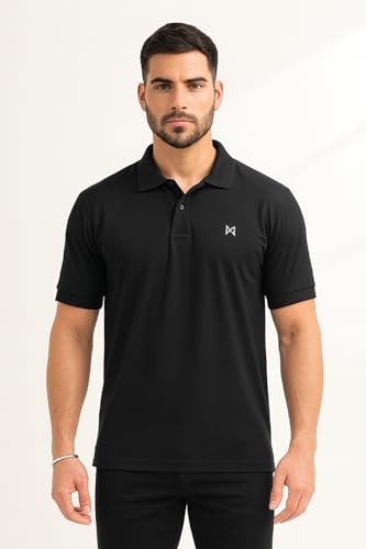 Image of Force NXT Men's Premium Microfiber Fabric Solid T-Shirt | Polo Neck Half-Sleeves T-Shirt for Men | Label Free with Anti-Static for Daily Uses