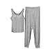 Ladies Ribbed Pajamas Set with Built in Bras Soft Camisole and Lantern Pants Sports Yoga Suit Fashion Casual Nightwear Sets(Gray,X-Large)