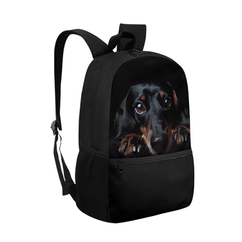 Black Dachshund Backpack for Kids School Bookbags Boys Girls Novelty Travel Rucksack Work Bags Large Casual Daypack2