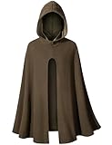 Kids Medieval Renaissance Hooded Cloak Costume Boys Girls Cape Archer Hunter Ranger Wizard Robe Cosplay Brown L